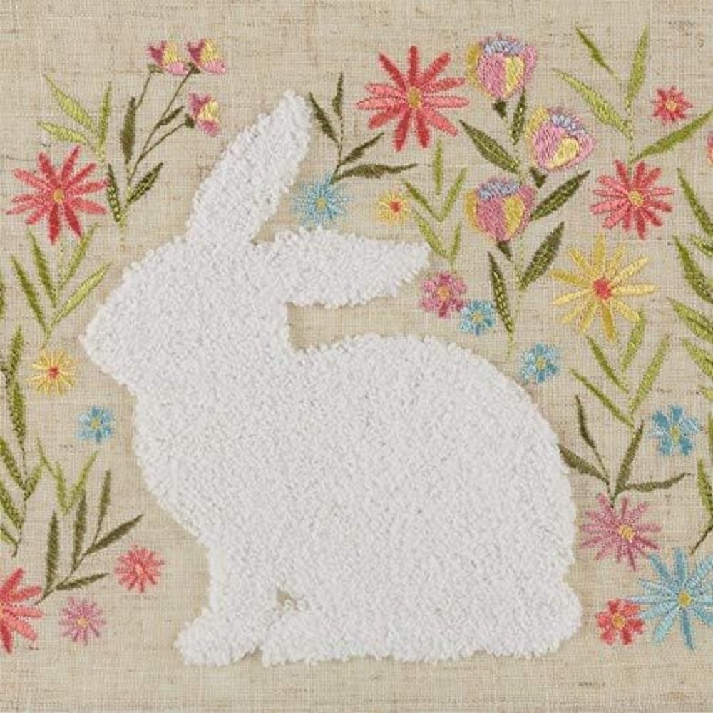 Easter Spring Embroidered Table Runner 14 X 70 New Bunny Only 2 Available